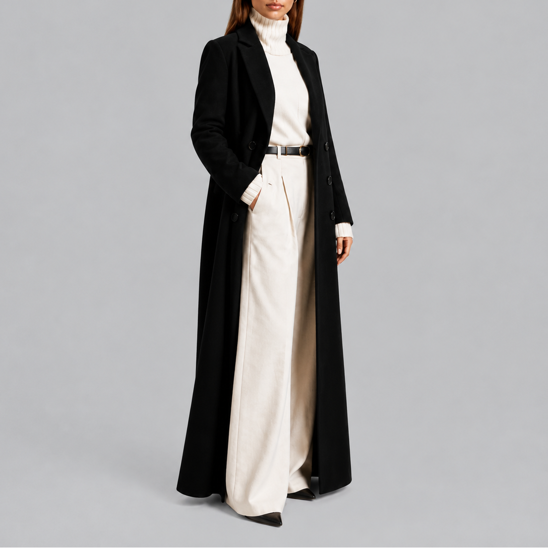 Women's Longline Double-Breasted Winter Coat