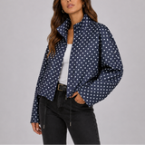 Women's Polka Dot Bomber Jacket – Stand Collar