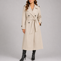 Women's Long Trench Coat – Relaxed Fit – Beige