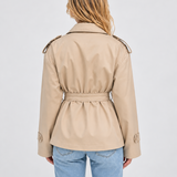 Damen Kurzer Doppelreihiger Trenchcoat mit Gürtel – Büro, Freizeit