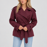 Damen Kurzer Doppelreihiger Trenchcoat mit Gürtel – Büro, Freizeit