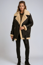 Women's Suede-Finish Pilot Jacket – Classic Bomber – Black
