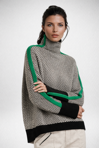 Women's Wool Blend Contrast Stripe Jumper – Green