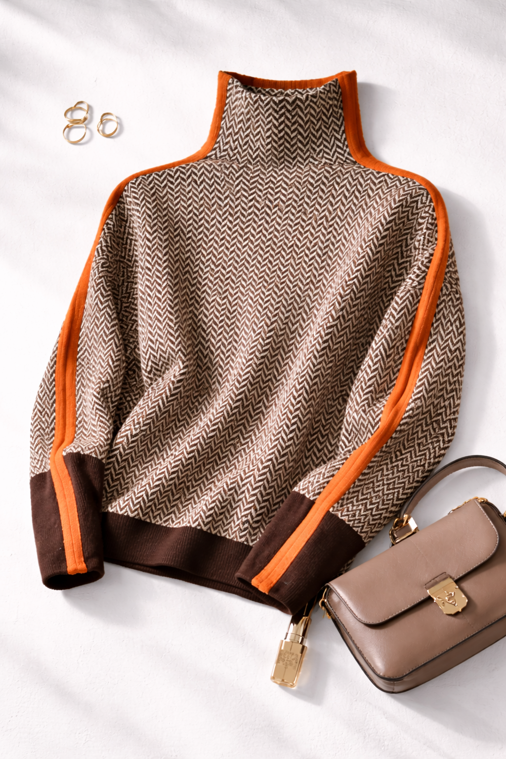 Women's Wool Blend Contrast Stripe Jumper