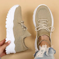 Chunky Knit Lace-Up Sneakers - Comfortable Casual Footwear for Everyday Use