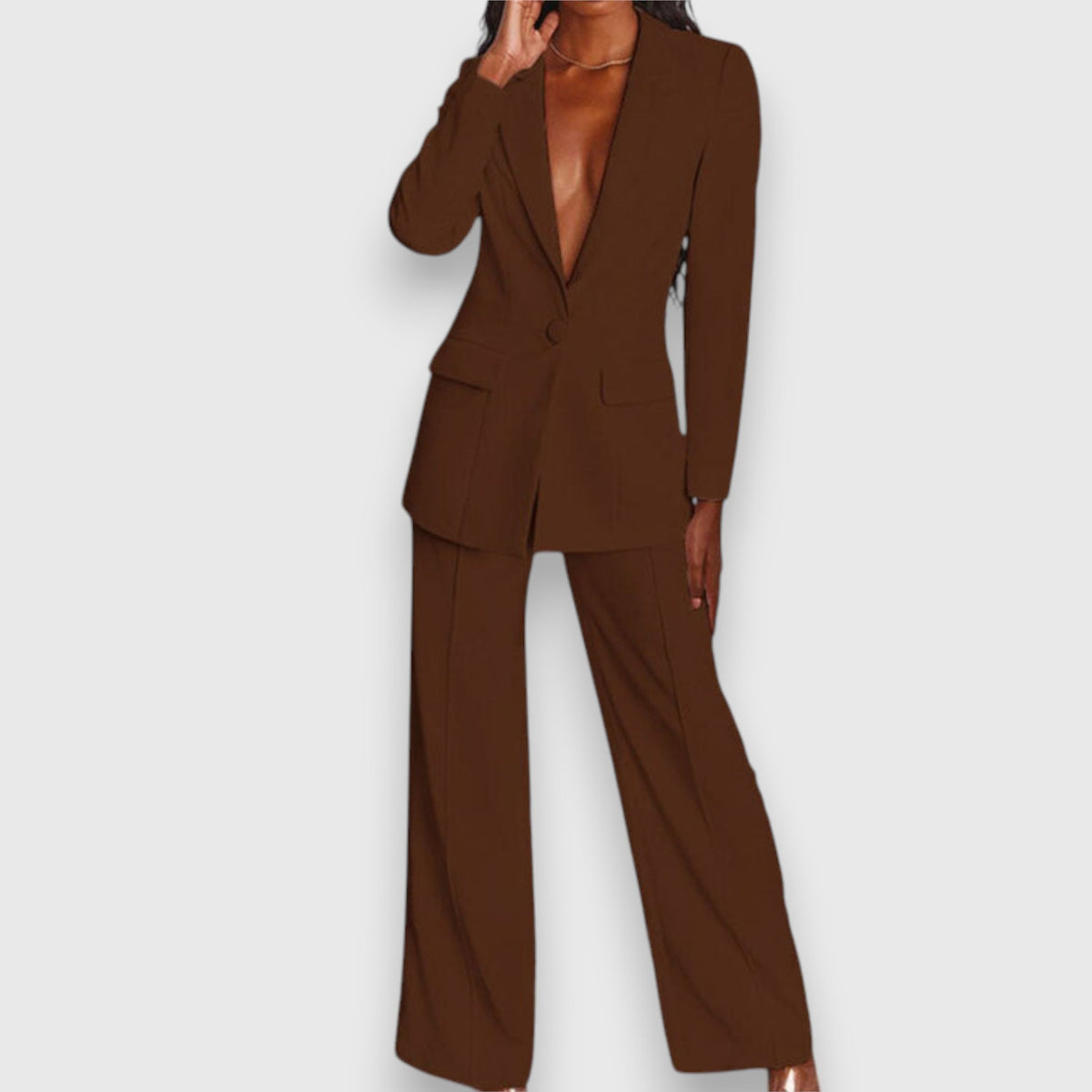 Women's Loungewear Set – Soft Home Wear – Brown