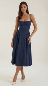 Corset Midi Dress in Elegant Fabric for Formal Events and Special Occasions