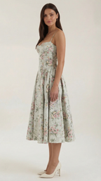 Corset Midi Dress in Elegant Fabric for Formal Events and Special Occasions