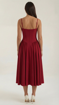 Corset Midi Dress in Elegant Fabric for Formal Events and Special Occasions