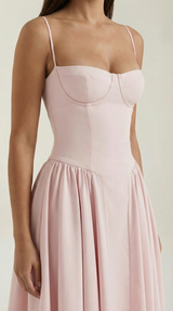 Corset Midi Dress in Elegant Fabric for Formal Events and Special Occasions