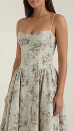 Corset Midi Dress in Elegant Fabric for Formal Events and Special Occasions