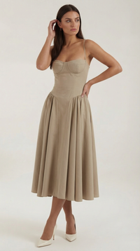 Corset Midi Dress in Elegant Fabric - Perfect for Formal Events and Special Occasions