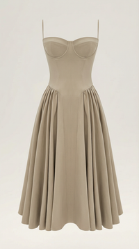 Corset Midi Dress in Elegant Fabric for Formal Events and Special Occasions