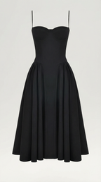 Corset Midi Dress in Stretch Fabric - Elegant Evening Wear for Special Occasions