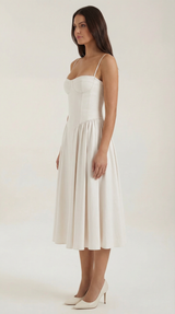 Corset Midi Dress in Stretch Fabric - Elegant Evening Wear for Special Occasions
