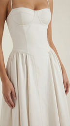 Corset Midi Dress in Stretch Fabric - Elegant Evening Wear for Special Occasions