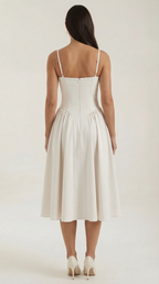 Corset Midi Dress in Stretch Fabric - Elegant Evening Wear for Special Occasions