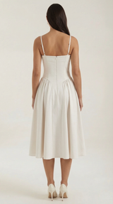 Corset Midi Dress in Stretch Fabric - Elegant Evening Wear for Special Occasions