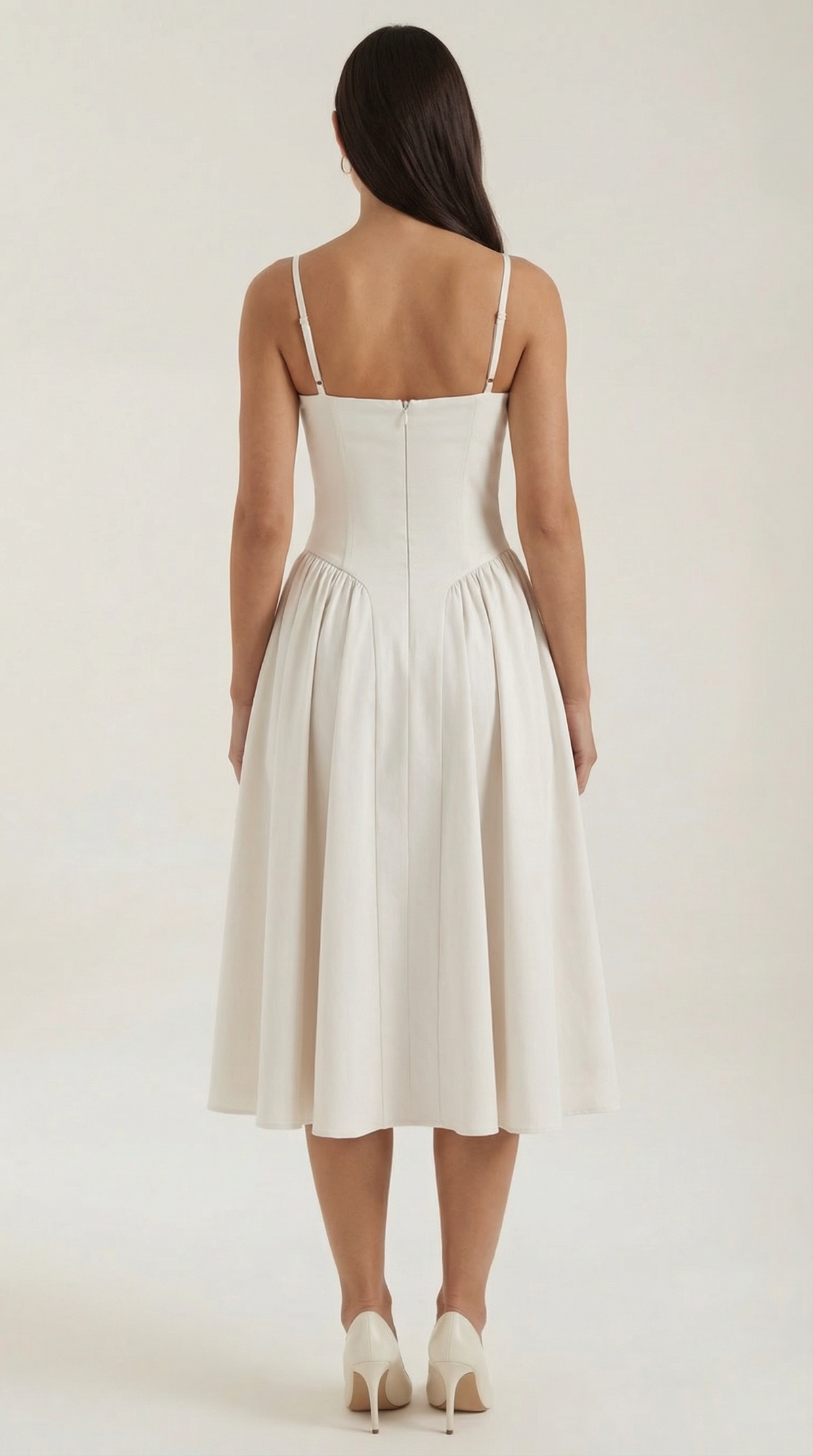 Corset Midi Dress in Stretch Fabric - Elegant Evening Wear for Special Occasions