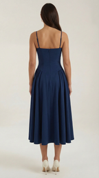 Corset Midi Dress in Stretch Fabric - Elegant Evening Wear for Special Occasions