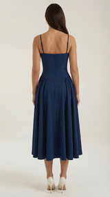 Corset Midi Dress in Stretch Fabric - Elegant Evening Wear for Special Occasions