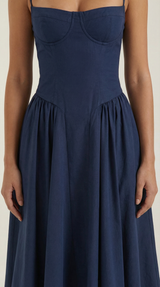 Corset Midi Dress in Stretch Fabric - Elegant Evening Wear for Special Occasions
