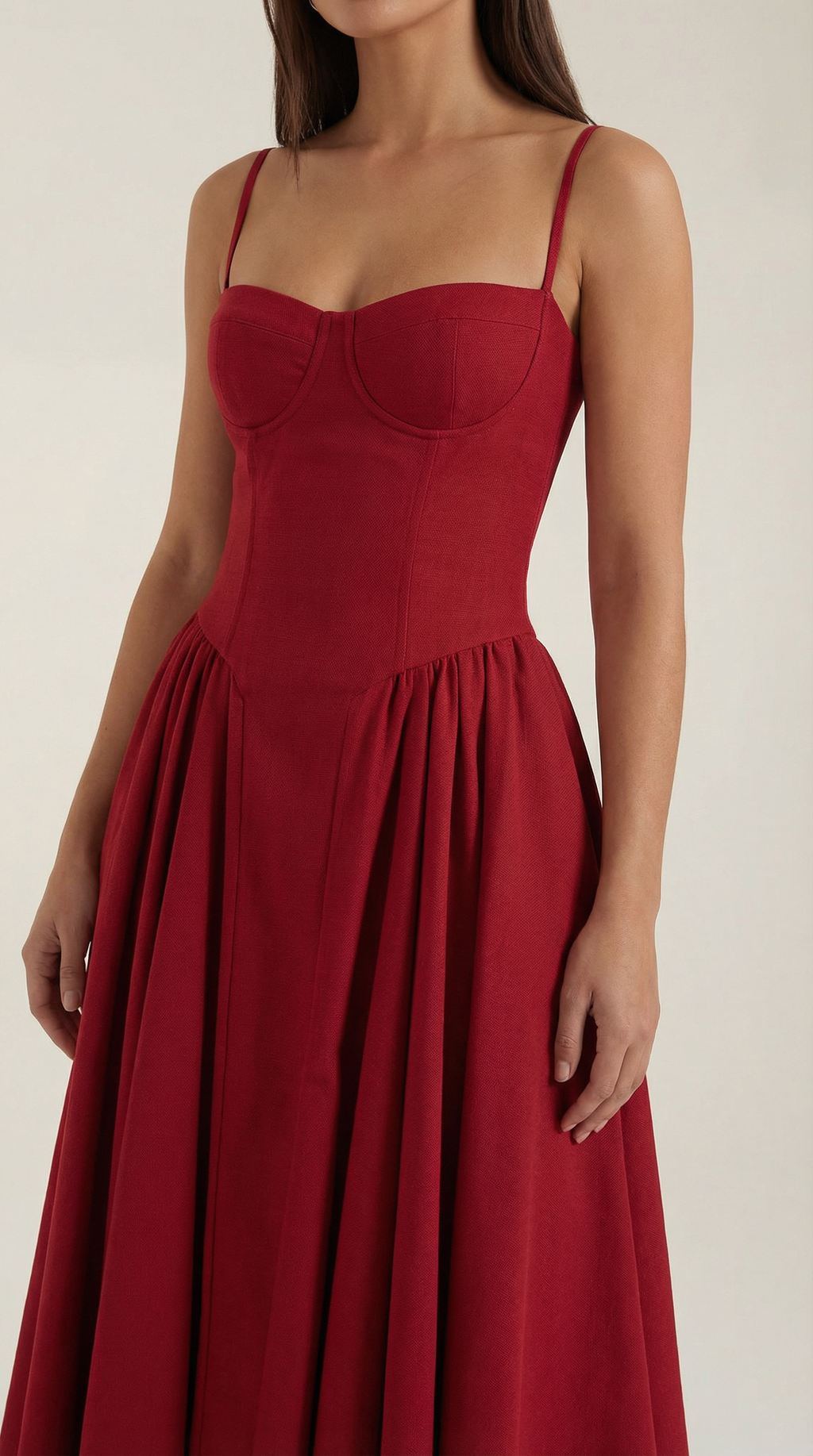Corset Midi Dress in Stretch Fabric - Elegant Evening Wear for Special Occasions
