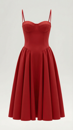 Corset Midi Dress in Stretch Fabric - Elegant Evening Wear for Special Occasions