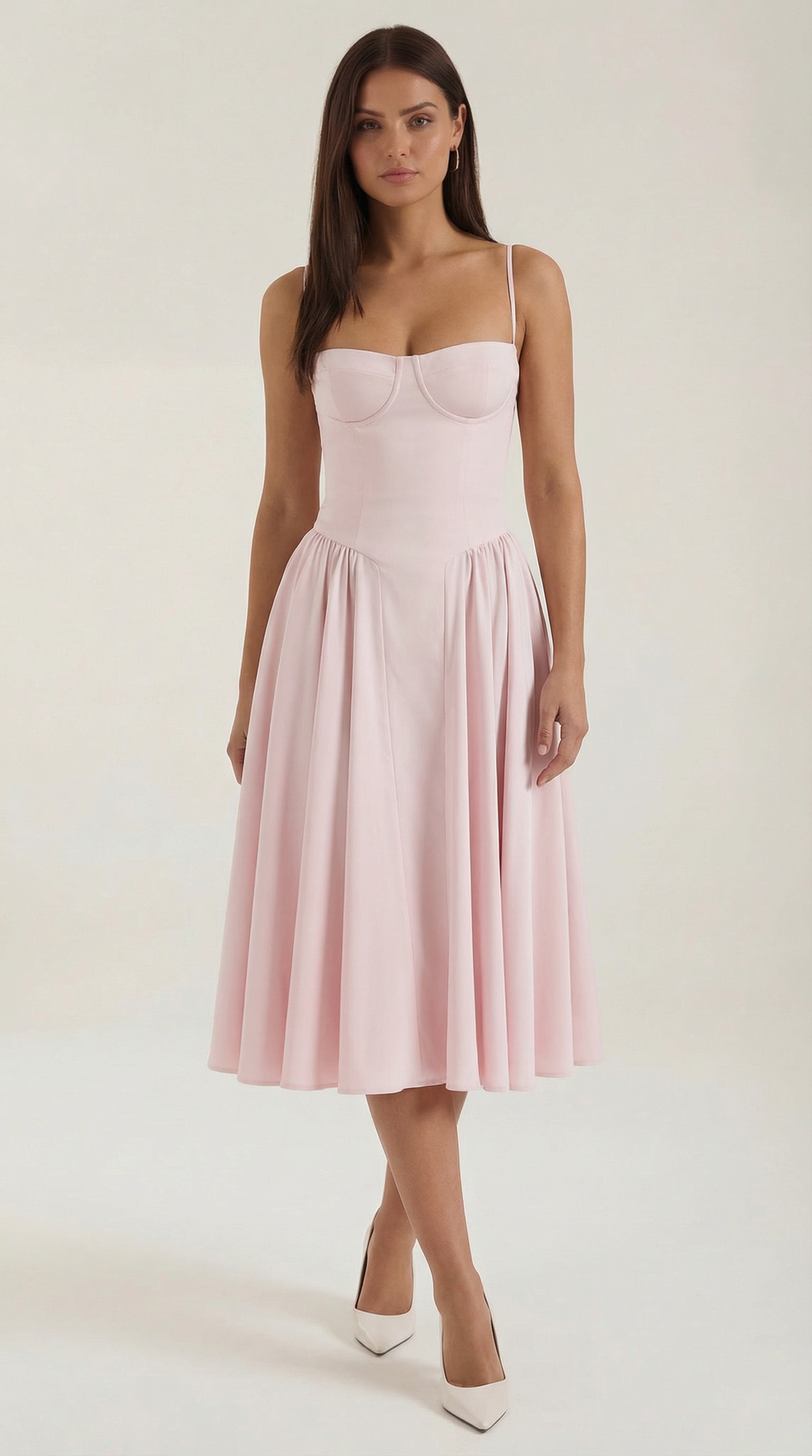 Corset Midi Dress in Stretch Fabric - Elegant Evening Wear for Special Occasions