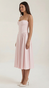 Corset Midi Dress in Stretch Fabric - Elegant Evening Wear for Special Occasions