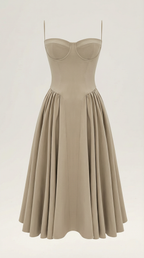 Corset Midi Dress in Stretch Fabric - Elegant Evening Wear for Special Occasions
