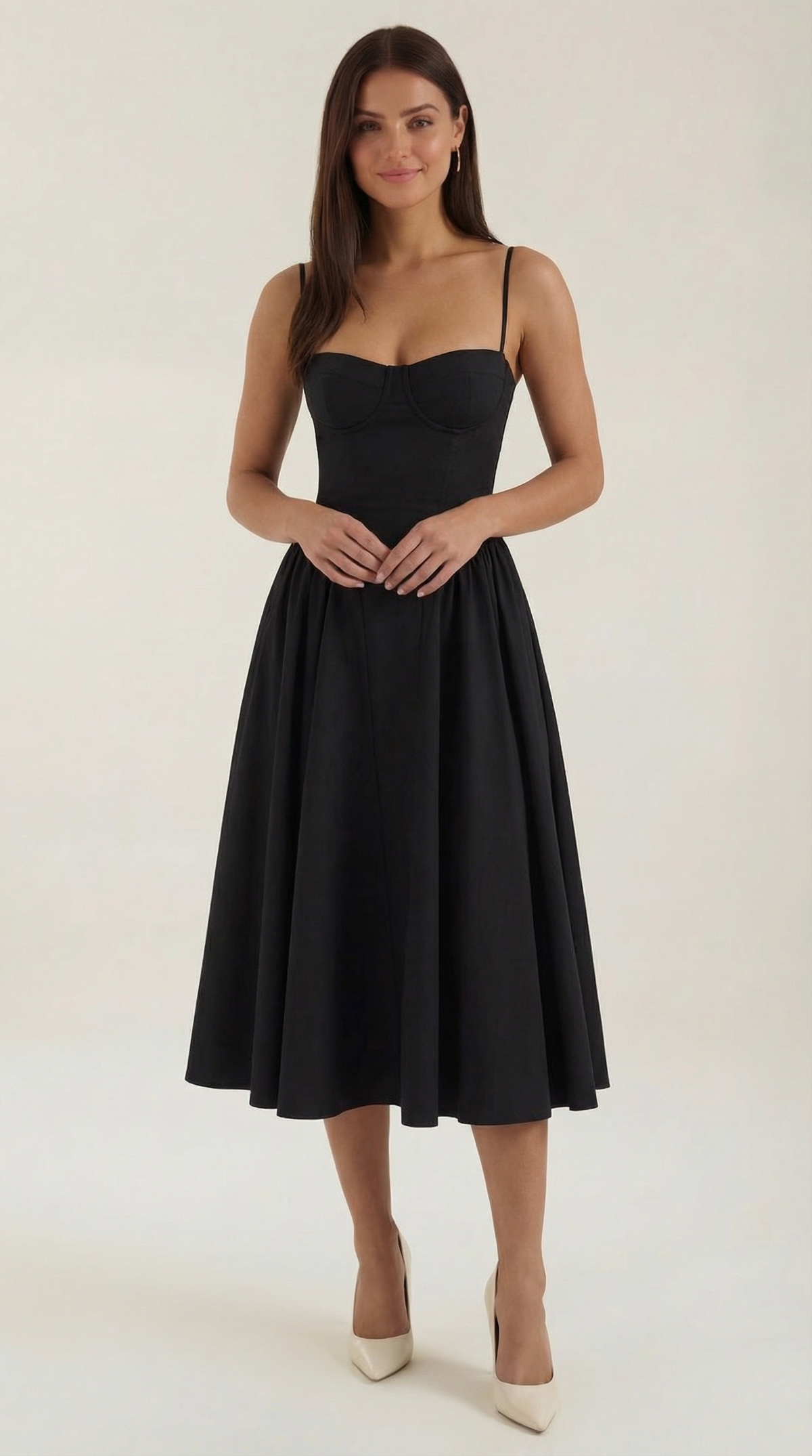 Corset Midi Dress in Stretch Fabric - Elegant Evening Wear for Special Occasions