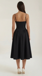 Corset Midi Dress in Stretch Fabric - Elegant Evening Wear for Special Occasions