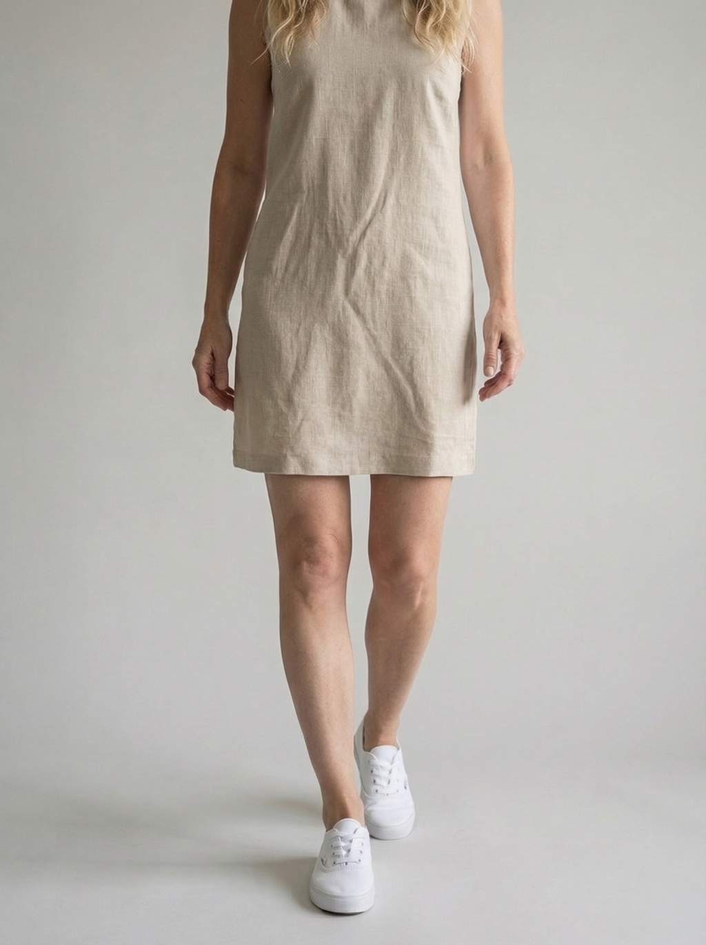 Cotton Linen Halter Neck Mini Dress for Women - Casual Summer Wear