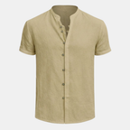 Cotton Linen Short Sleeve Shirt for Men - Relaxed Fit Casual Wear