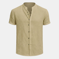 Cotton Linen Short Sleeve Shirt for Men - Relaxed Fit Casual Wear
