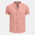Cotton Linen Short Sleeve Shirt for Men - Relaxed Fit Casual Wear