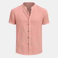 Cotton Linen Short Sleeve Shirt for Men - Relaxed Fit Casual Wear