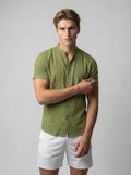 Cotton Linen Short Sleeve Shirt for Men - Relaxed Fit Casual Wear