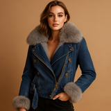 Cropped Denim Winter Jacket for Women | Warm Casual Outerwear for Cold Weather | Stylish Layering Piece for Everyday Wear