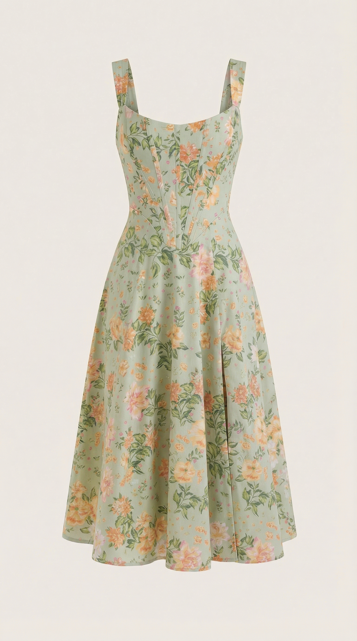 Dahlia Floral Print Midi Dress - Lightweight Cotton Summer Dress for Casual Wear