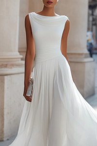 Draped Pleated Midi Dress | Women's Wedding Guest Attire | Elegant Design