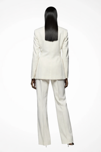 Elegant Women's Blazer and Wide Leg Trousers Set - Office/Business Attire