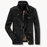 Men's Cotton Cargo Jacket – Stand Collar Utility Jacket