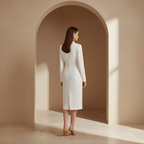 Fitted Midi Dress with Elegant Lapel Design for Women's Formal Wear