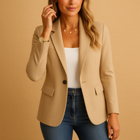 Fitted Women's Blazer - Tailored Stretch Fabric - Smart Casual Workwear