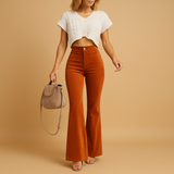 Flared Corduroy Pants for Women | Soft Fabric | Casual Everyday Wear | Comfortable Fit
