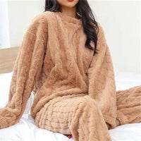 Fleece Pajama Set for Women and Men | Cozy Sleepwear for Home Use
