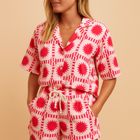 Floral Cotton Summer Blouse and Shorts Set for Women | Lightweight Casual Outfit for Warm Weather