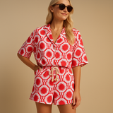 Floral Cotton Summer Blouse and Shorts Set for Women | Lightweight Casual Outfit for Warm Weather